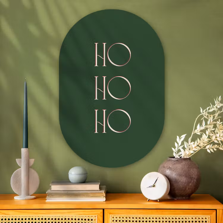 Glasbild Oval - Text – Weihnachten – Modern – Grün — 2