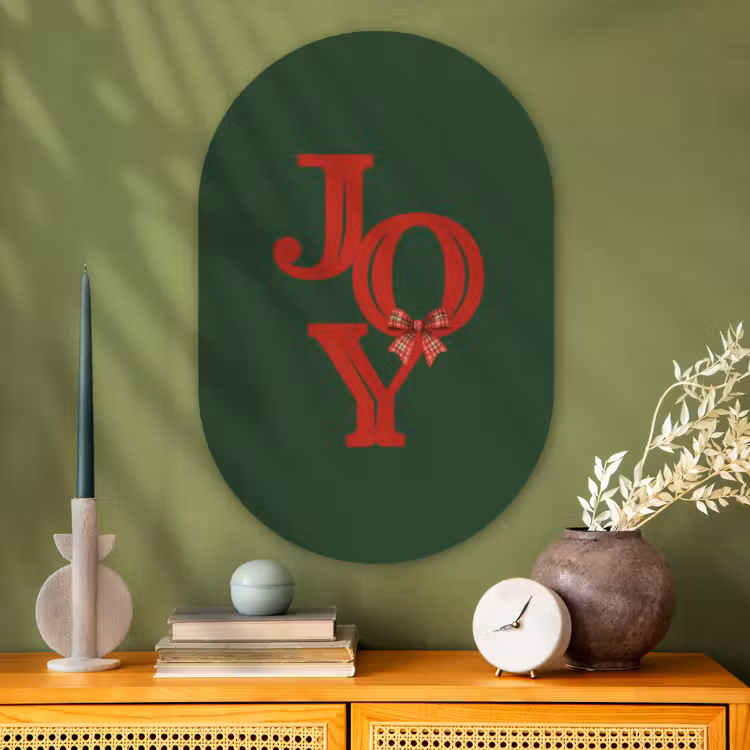 Glasbild Oval - Text – Weihnachten – Rot — 2