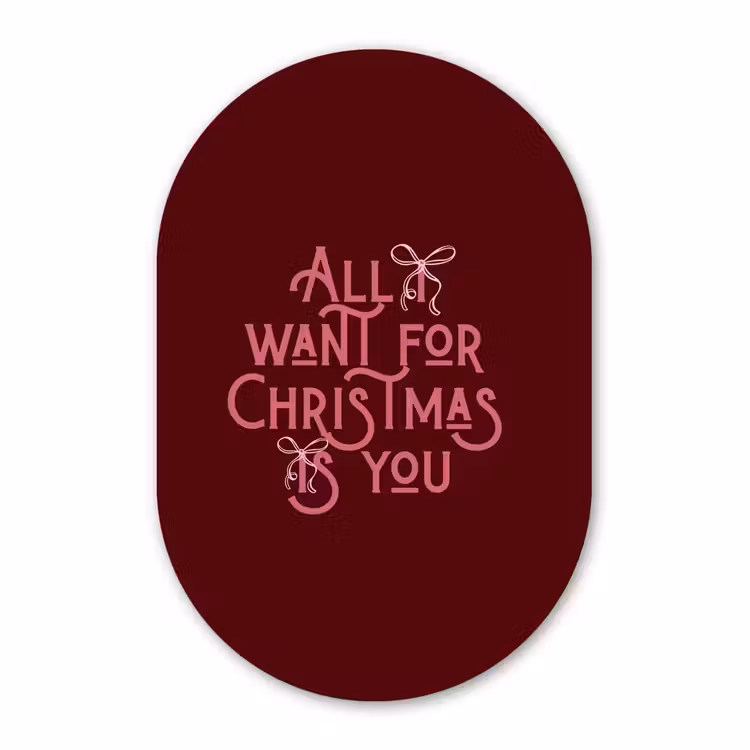 Glasbild Oval - Text – Weihnachten – Rot – Rosa — 1