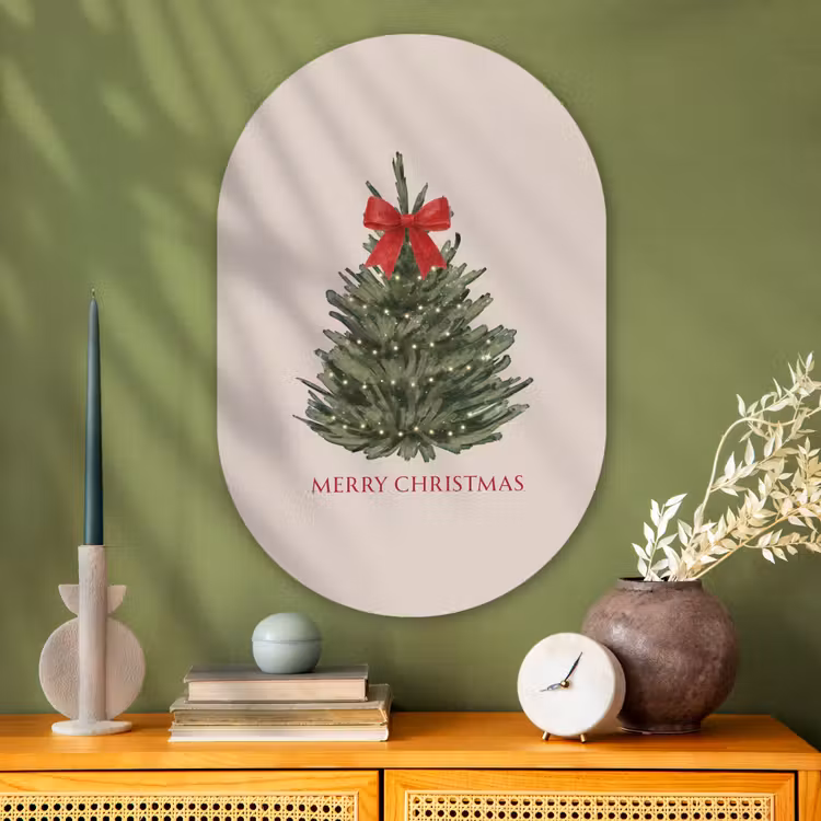 Glasbild Oval - Text – Weihnachten – Weihnachtsbaum — 2