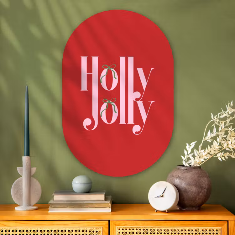 Glasbild Oval - Weihnachten – Rosa – Rot – Text — 2