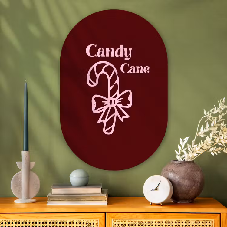 Glasbild Oval - Weihnachten – Süßigkeiten – Text – Rosa — 2