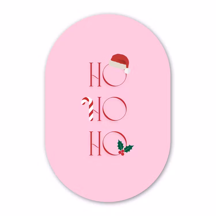 Glasbild Oval - Weihnachten – Text – Rosa – Illustration — 1