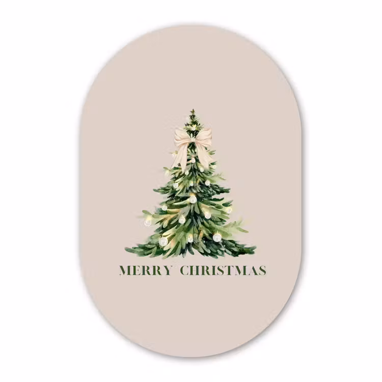 Glasbild Oval - Weihnachten – Weihnachtsbaum – Text — 1