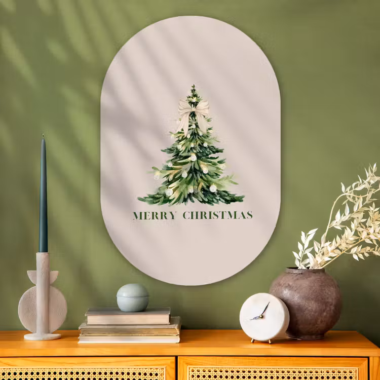 Glasbild Oval - Weihnachten – Weihnachtsbaum – Text — 2