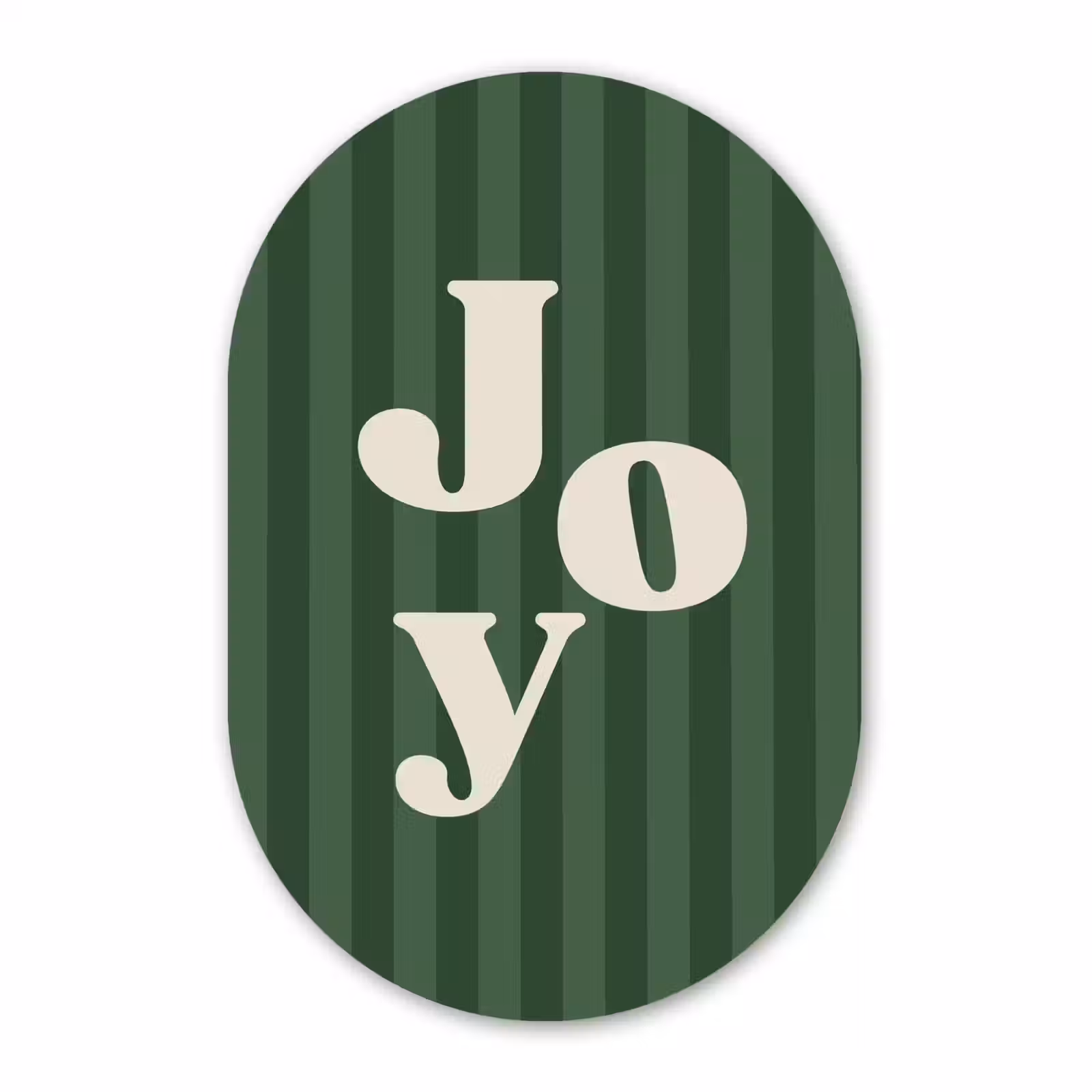 Glasbild Oval - Joy – Weihnachten – Text – Grün — 1