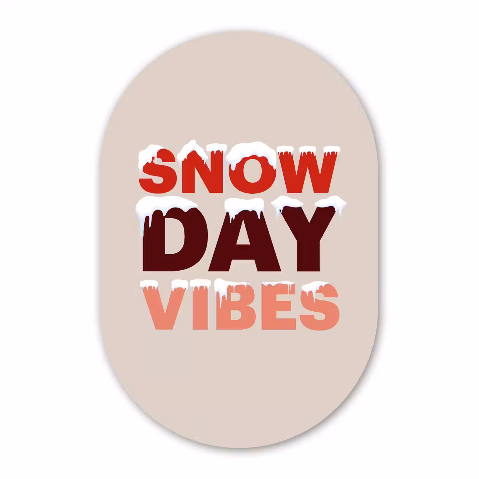 Glasbild Oval - Schnee – Weihnachten – Text – Rot — 1