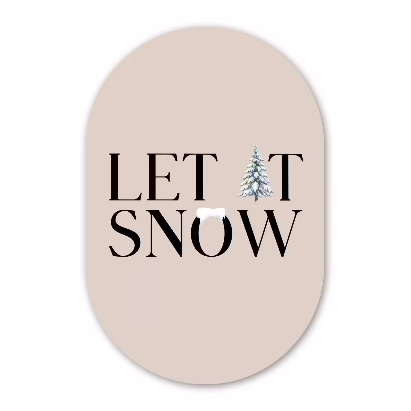 Glasbild Oval - Text – Weihnachten – Schnee — 1