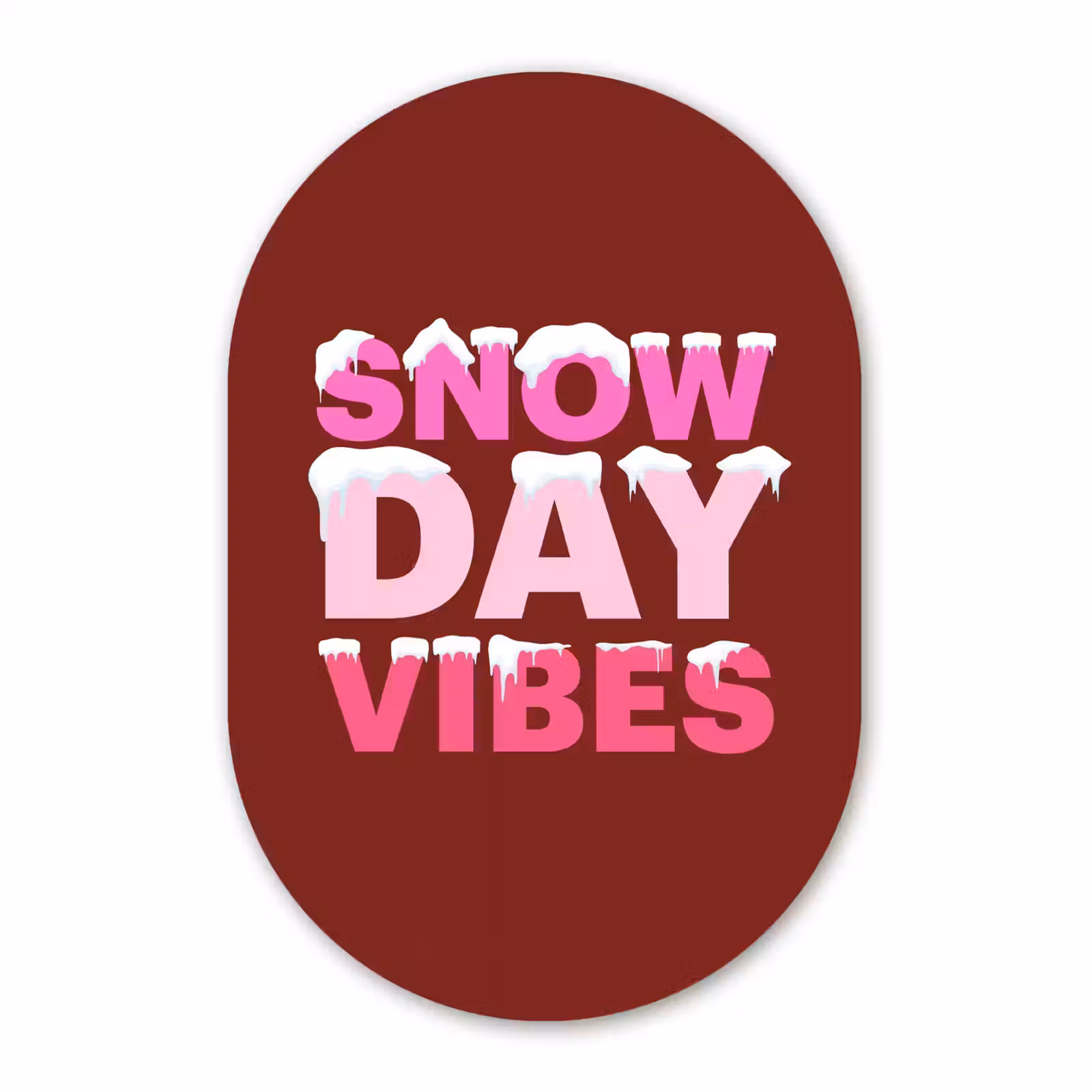 Glasbild Oval - Weihnachten – Text – Schnee – Rot – Rosa — 1