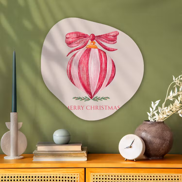 Glasbild Organische Form - Weihnachten – Weihnachtskugel – Text — 2