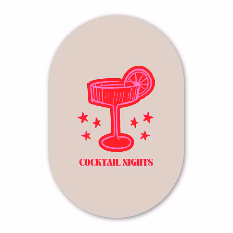 Glasbild Oval - Cocktail – Weihnachten – Beige – Rosa — 1