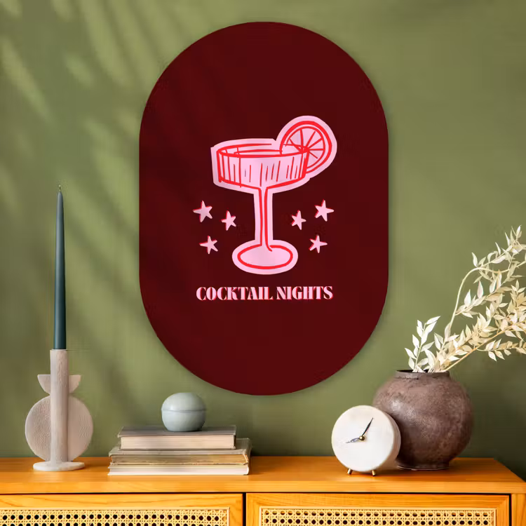 Glasbild Oval - Cocktail – Weihnachten – Burgunderrot – Rosa — 2