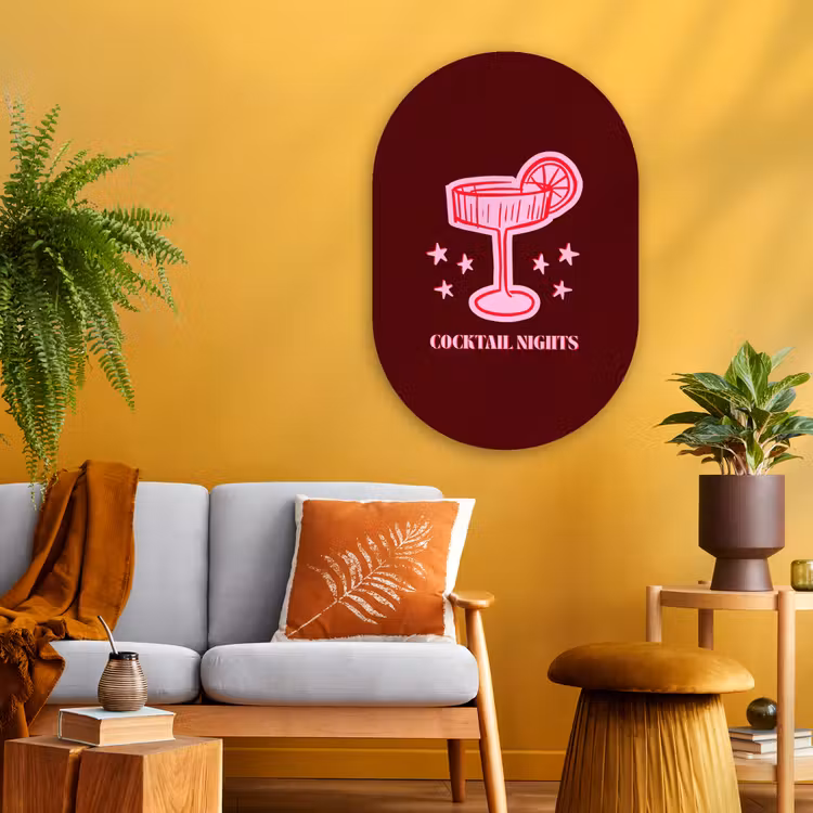 Glasbild Oval - Cocktail – Weihnachten – Burgunderrot – Rosa — 3