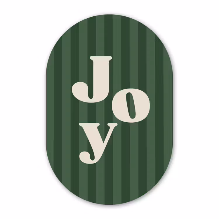 Glasbild Oval - Joy – Weihnachten – Text – Grün — 1