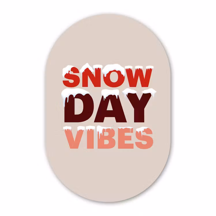 Glasbild Oval - Schnee – Weihnachten – Text – Rot — 1