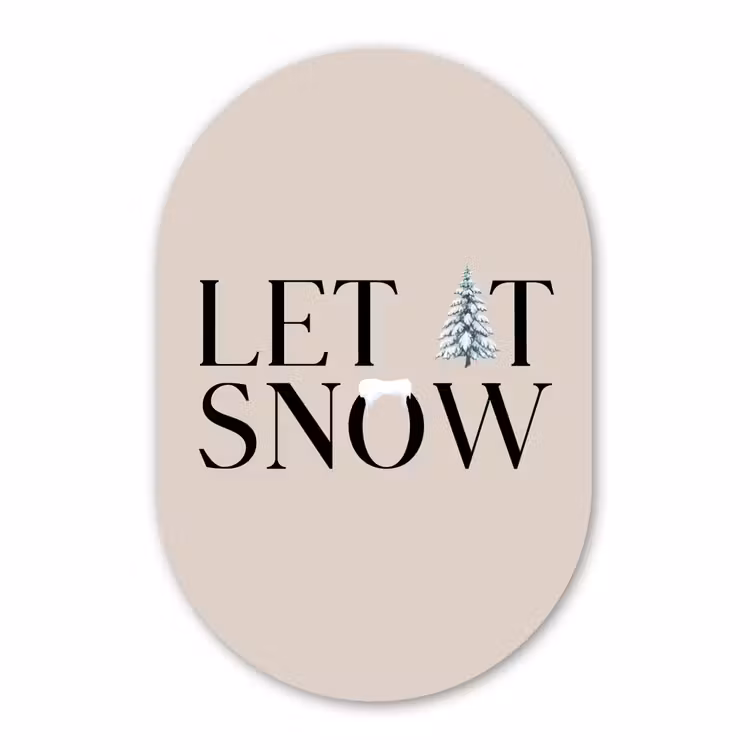 Glasbild Oval - Text – Weihnachten – Schnee — 1