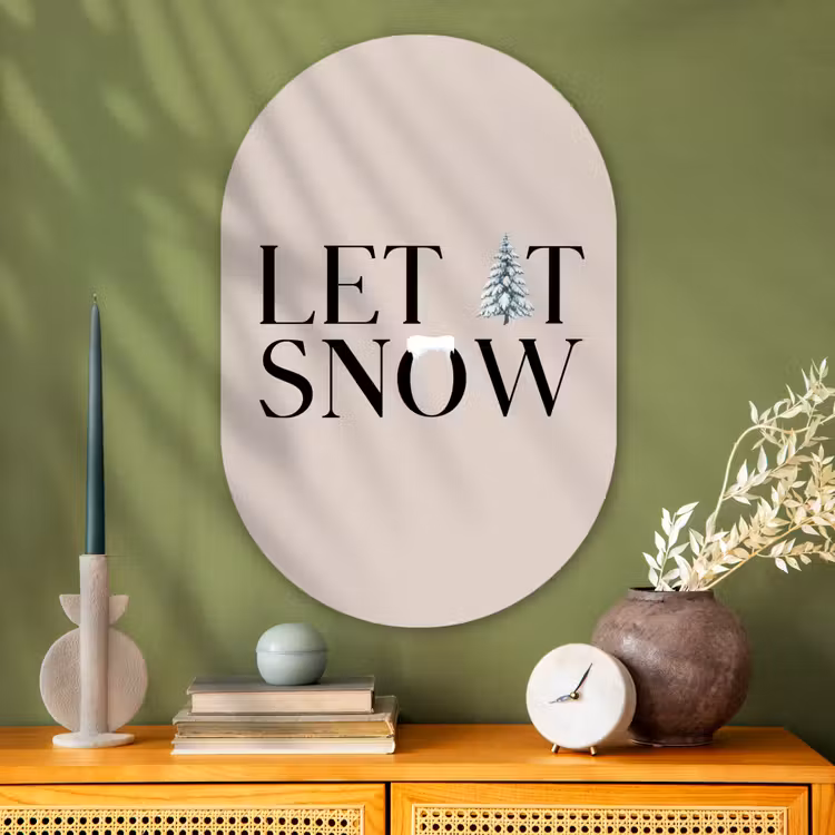 Glasbild Oval - Text – Weihnachten – Schnee — 2