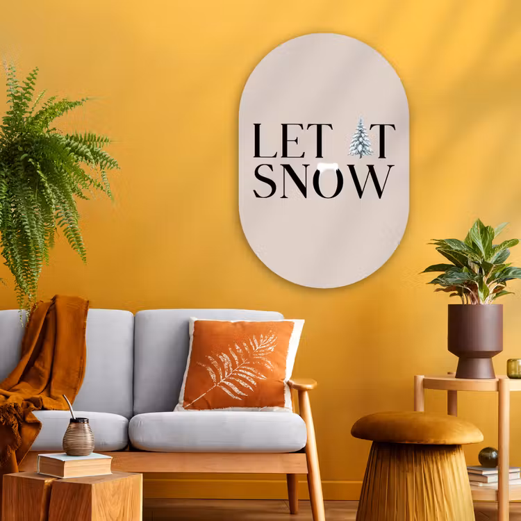Glasbild Oval - Text – Weihnachten – Schnee — 3