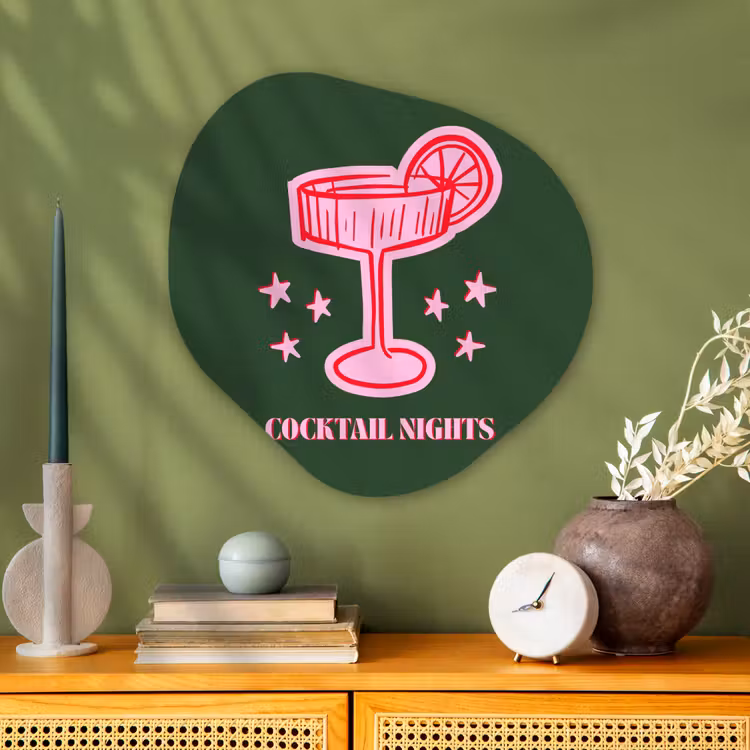 Glasbild Organische Form - Cocktail – Weihnachten – Rosa – Grün — 2