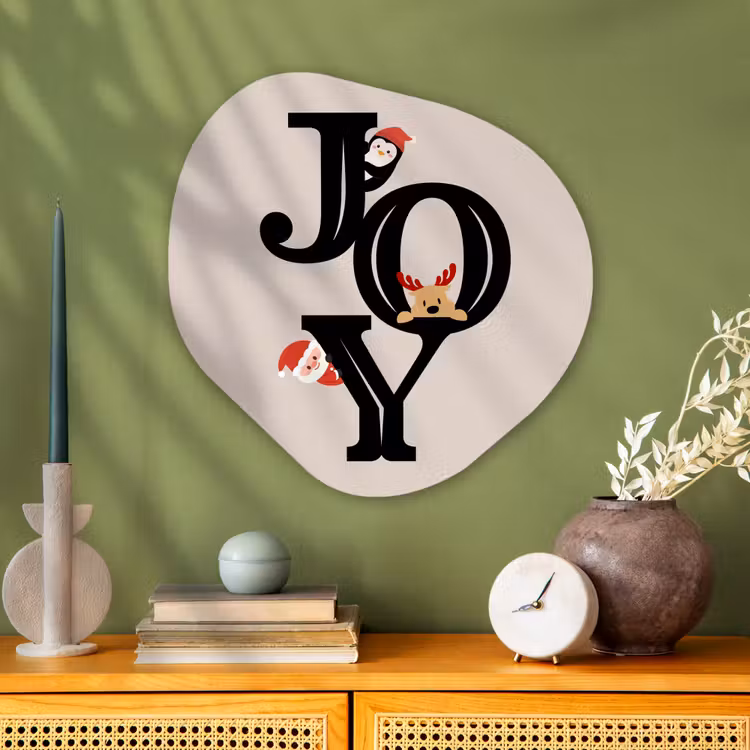 Glasbild Organische Form - Joy – Animation – Schwarz – Weihnachten — 2
