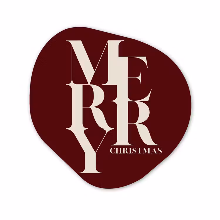 Glasbild Organische Form - Merry – Text – Dunkel – Rot — 1