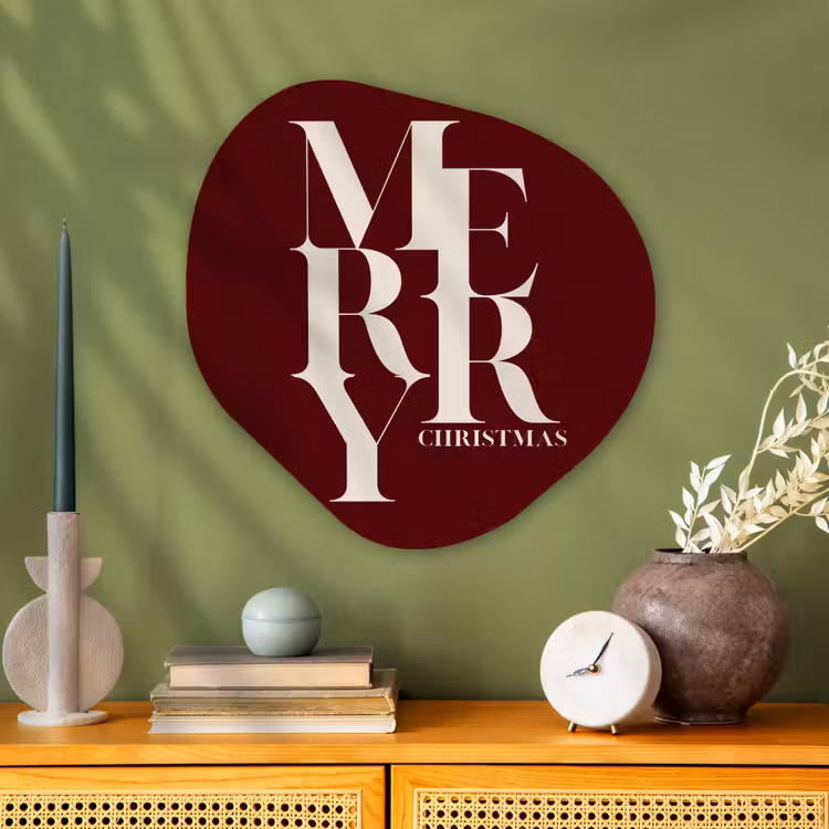 Glasbild Organische Form - Merry – Text – Dunkel – Rot — 2