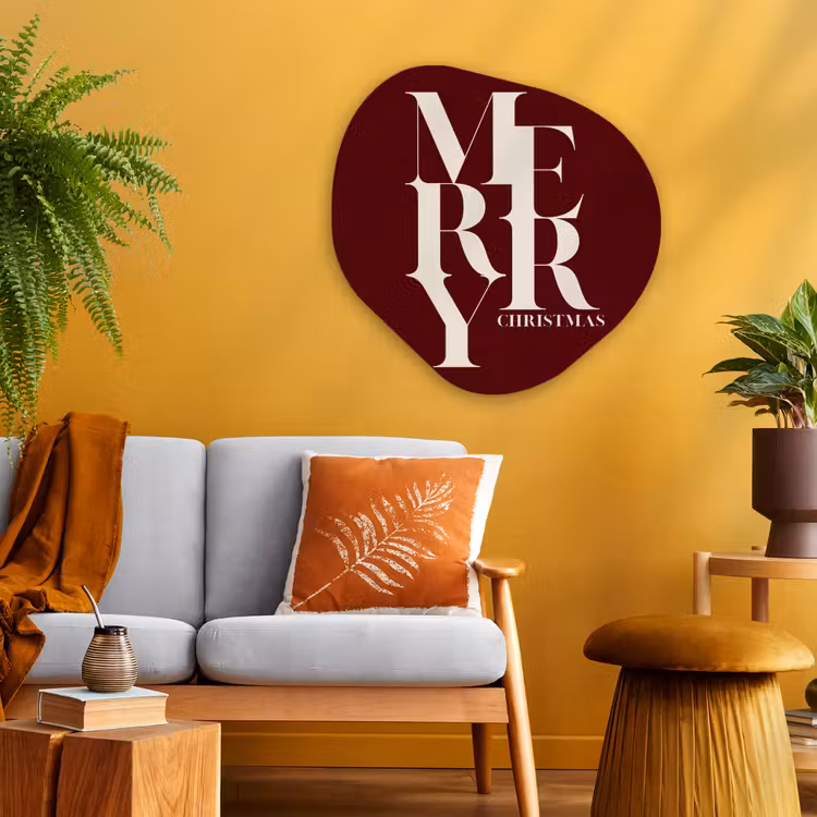 Glasbild Organische Form - Merry – Text – Dunkel – Rot — 3
