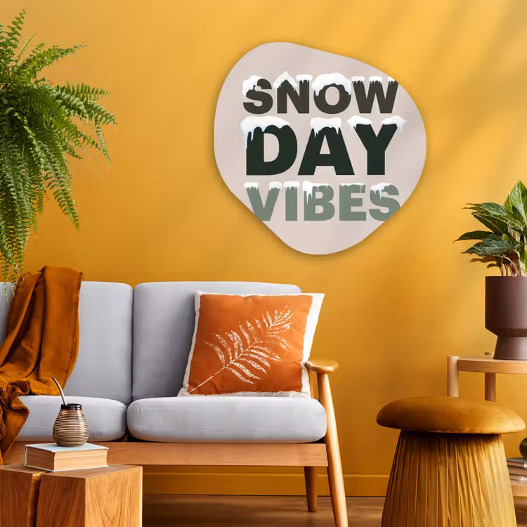 Glasbild Organische Form - Schnee – Text – Weihnachten – Beige — 3