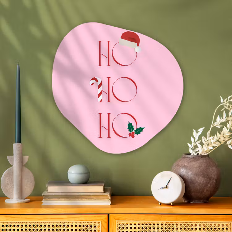 Glasbild Organische Form - Weihnachten – Text – Rosa – Illustration — 2