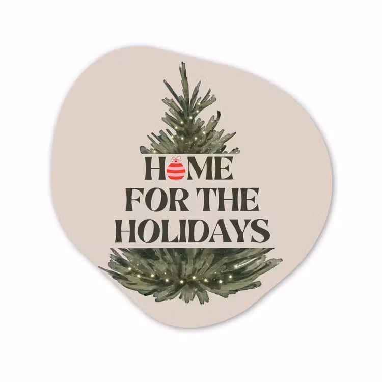 Glasbild Organische Form - Weihnachten – Text – Weihnachtsbaum – Beige — 1