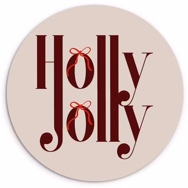 Glasbild Rund - Text – Weihnachten – Braun — 1
