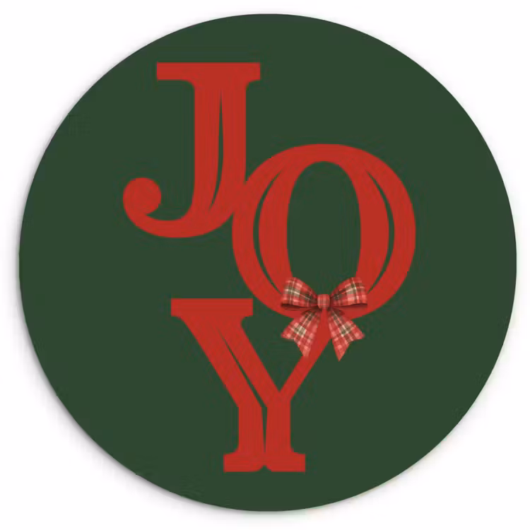 Glasbild Rund - Text – Weihnachten – Rot — 1