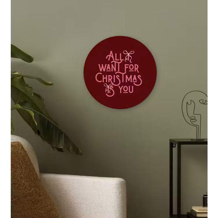 Glasbild Rund - Text – Weihnachten – Rot – Rosa — 3