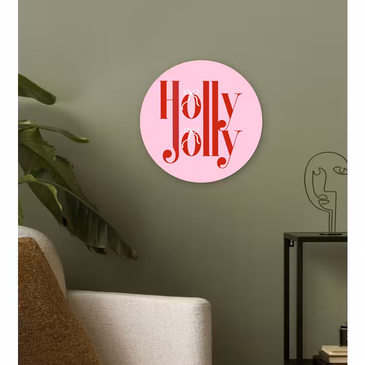 Glasbild Rund - Weihnachten – Text – Rot – Rosa — 3