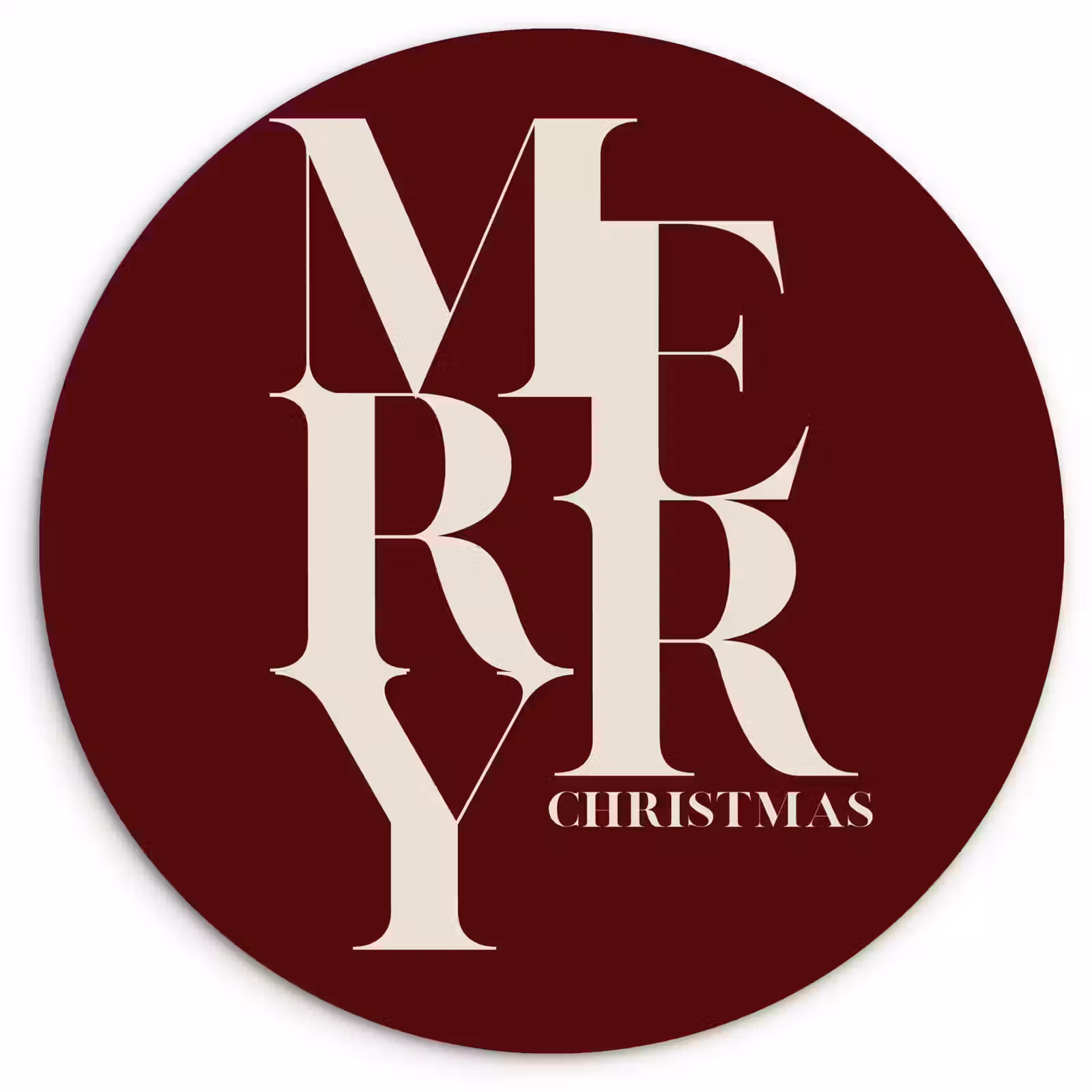 Glasbild Rund - Merry – Text – Dunkel – Rot — 1