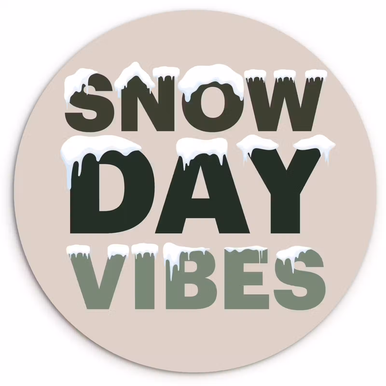 Glasbild Rund - Schnee – Text – Weihnachten – Beige — 1