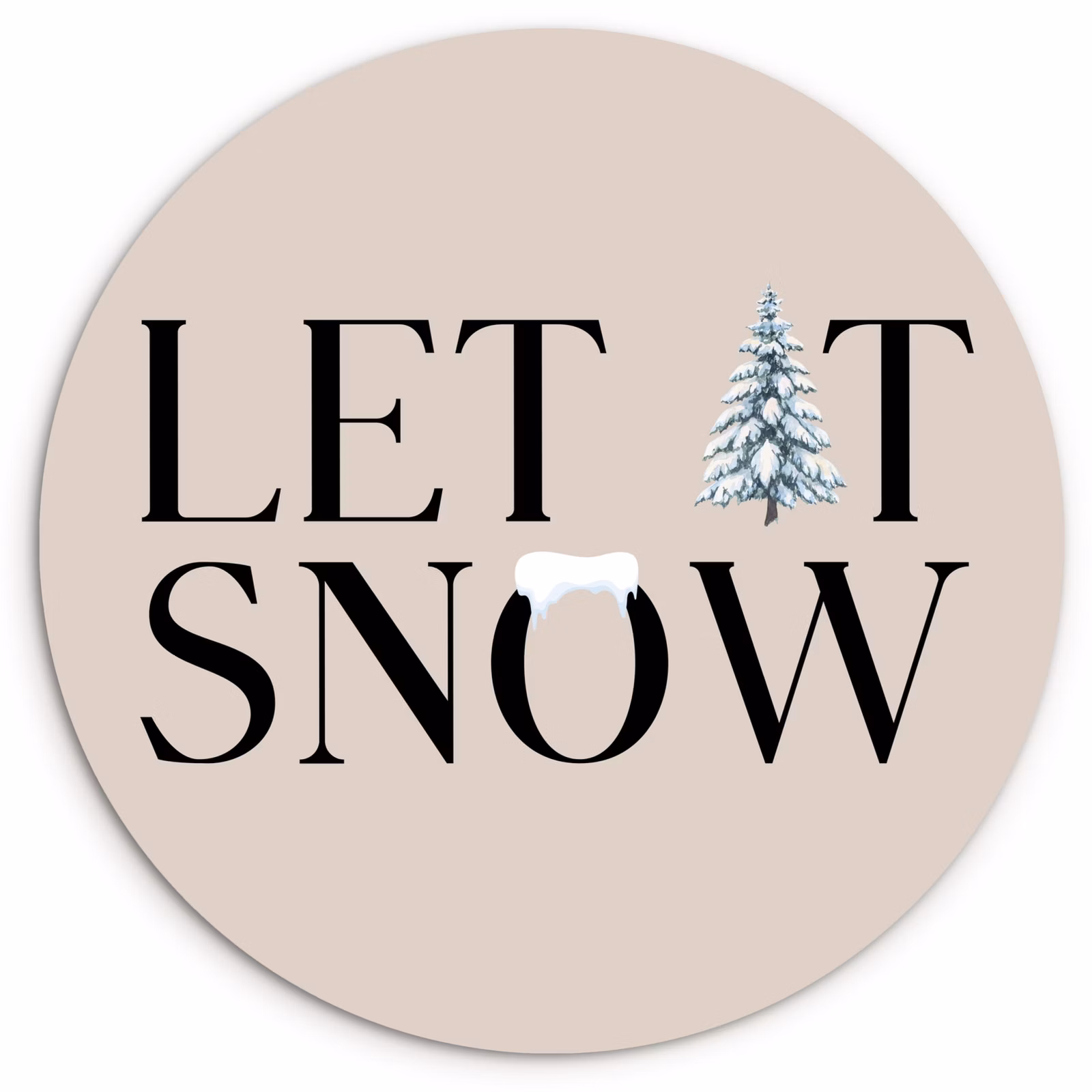 Glasbild Rund - Text – Weihnachten – Schnee — 1