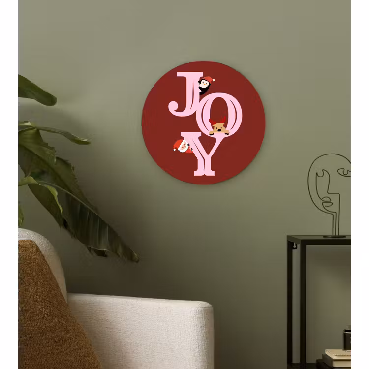 Glasbild Rund - Freude – Weihnachten – Animation – Rot – Rosa — 3