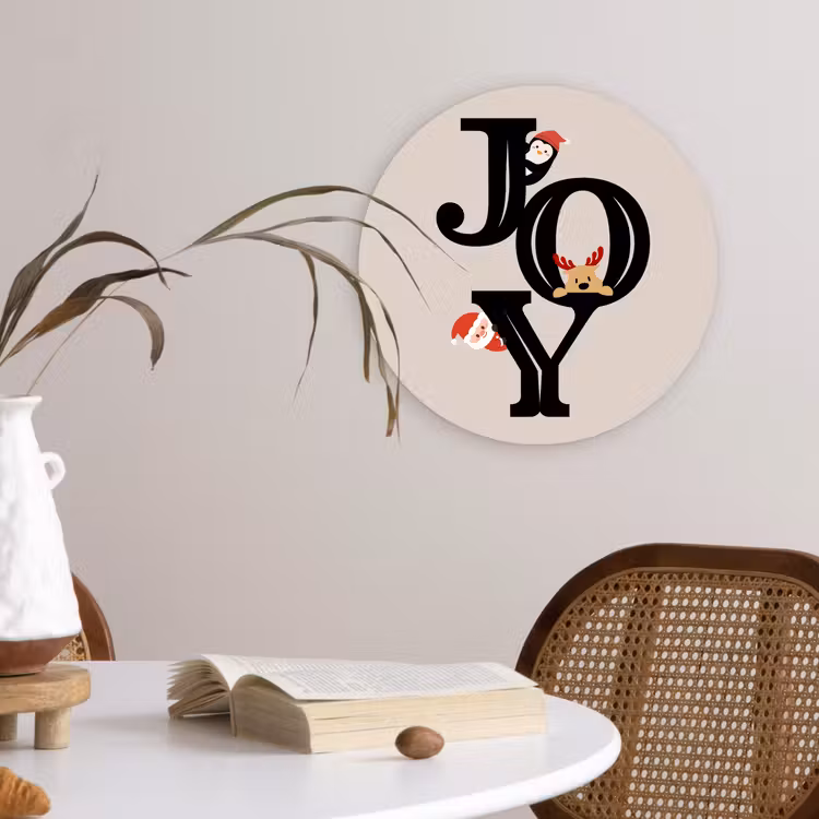 Glasbild Rund - Joy – Animation – Schwarz – Weihnachten — 4