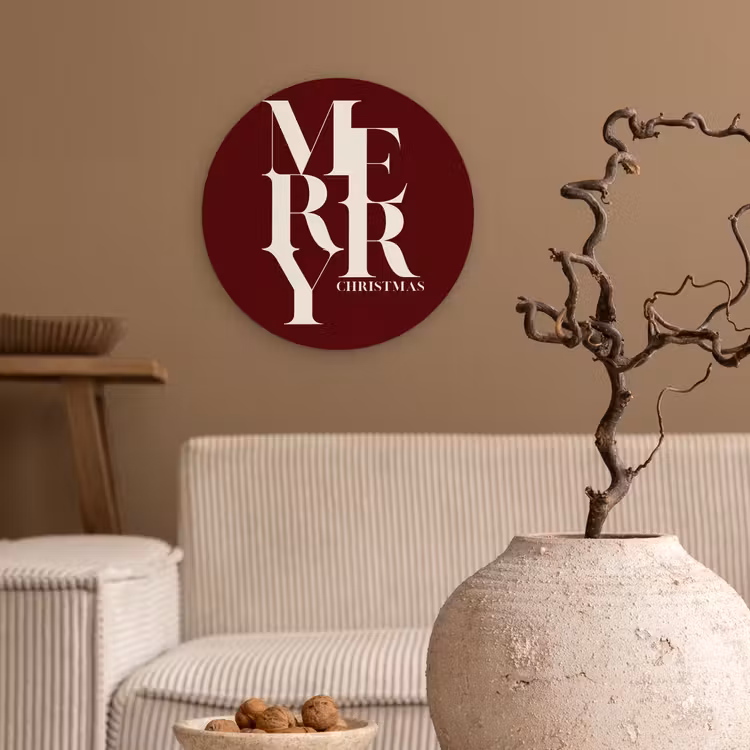 Glasbild Rund - Merry – Text – Dunkel – Rot — 2