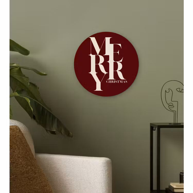 Glasbild Rund - Merry – Text – Dunkel – Rot — 3
