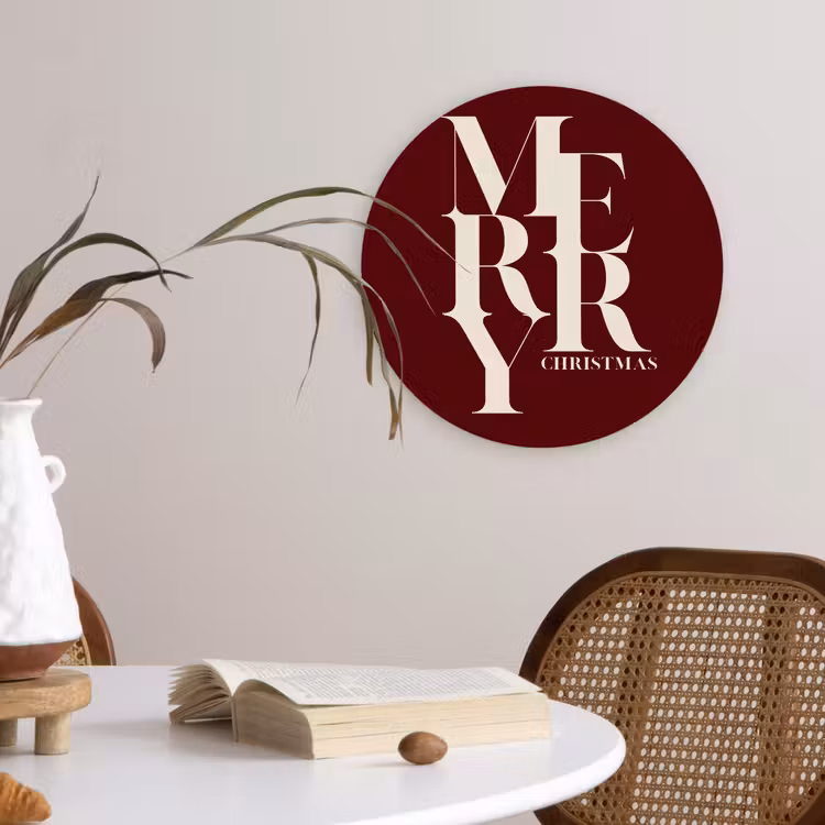 Glasbild Rund - Merry – Text – Dunkel – Rot — 4