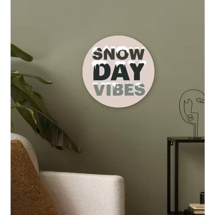 Glasbild Rund - Schnee – Text – Weihnachten – Beige — 3