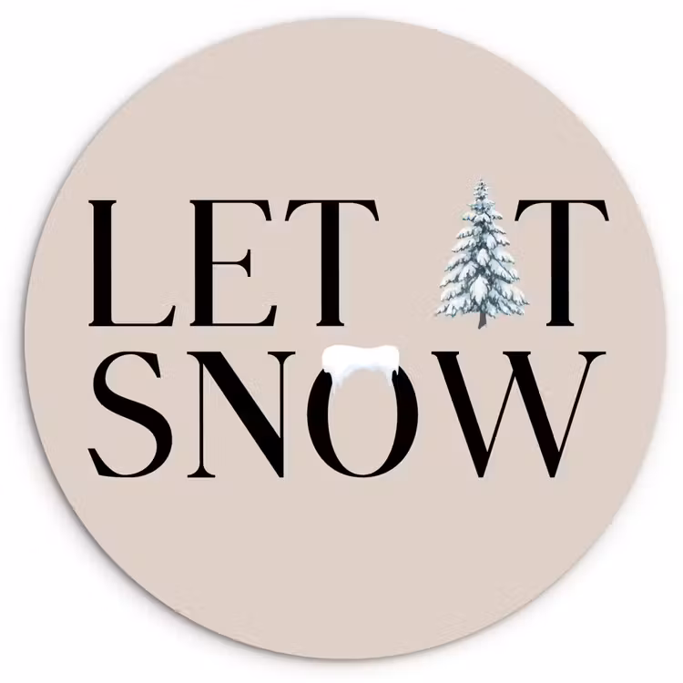 Glasbild Rund - Text – Weihnachten – Schnee — 1