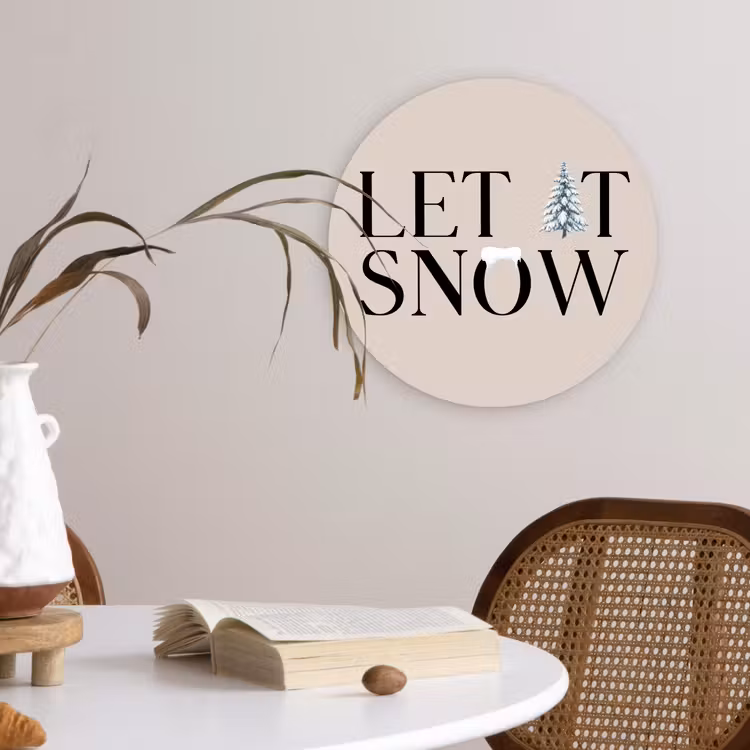 Glasbild Rund - Text – Weihnachten – Schnee — 4