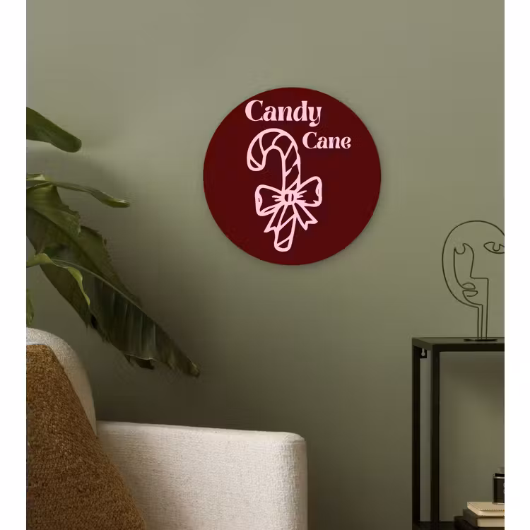 Glasbild Rund - Weihnachten – Süßigkeiten – Text – Rosa — 3