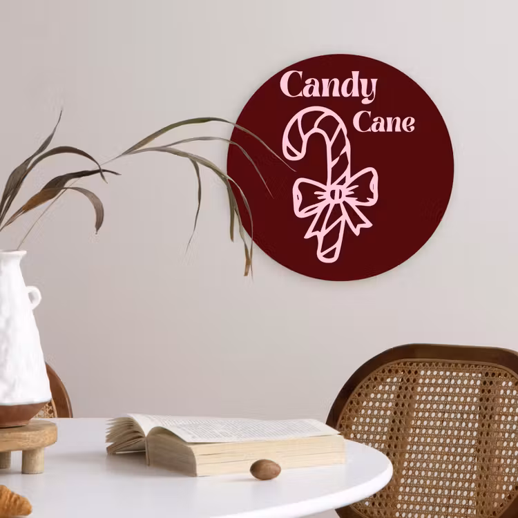 Glasbild Rund - Weihnachten – Süßigkeiten – Text – Rosa — 4