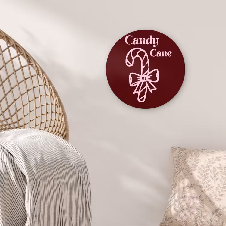 Glasbild Rund - Weihnachten – Süßigkeiten – Text – Rosa — 5