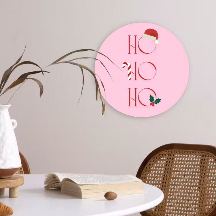 Glasbild Rund - Weihnachten – Text – Rosa – Illustration — 4