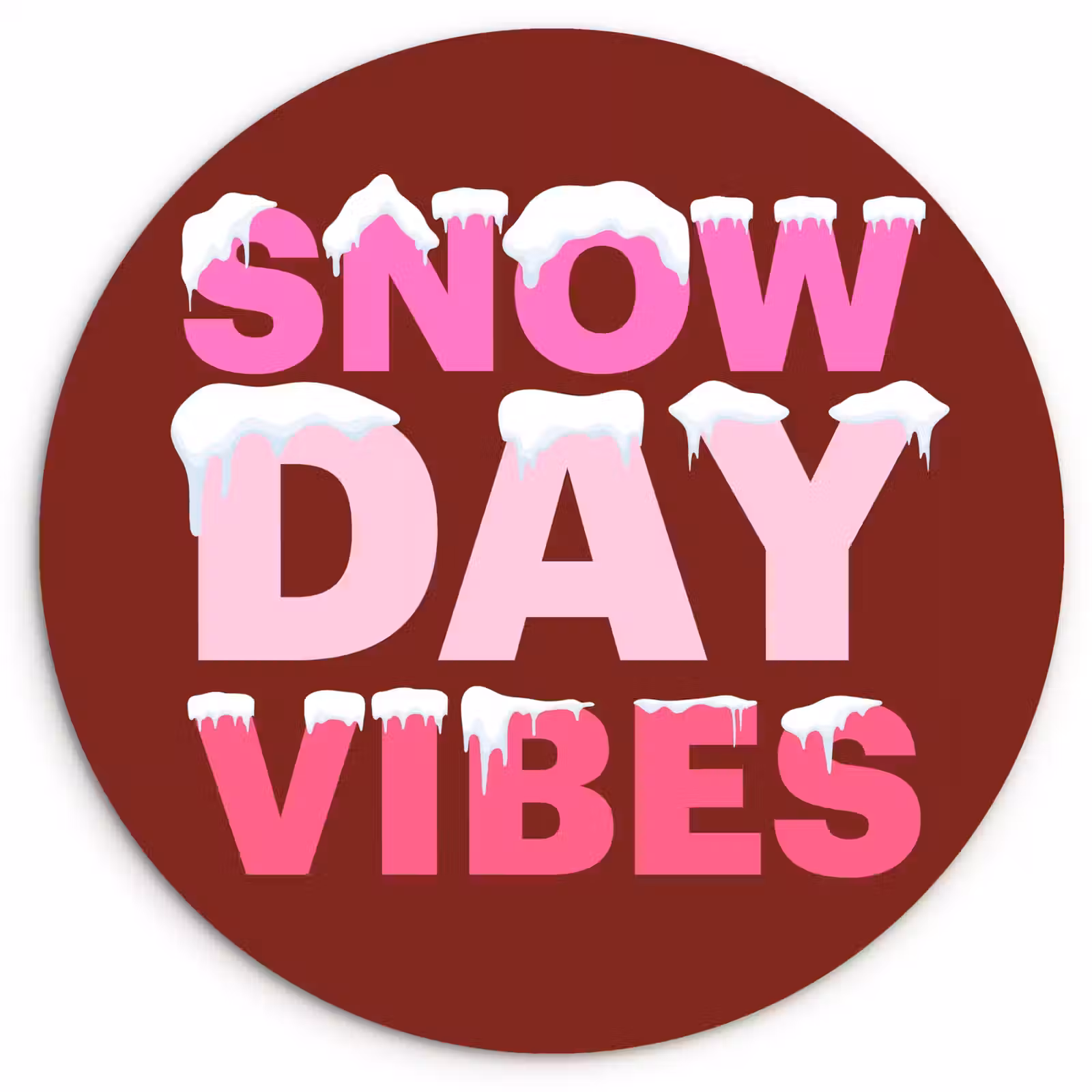 Glasbild Rund - Weihnachten – Text – Schnee – Rot – Rosa — 1
